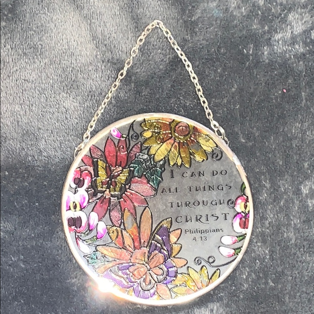 Christian Stained Glass circular door hanger